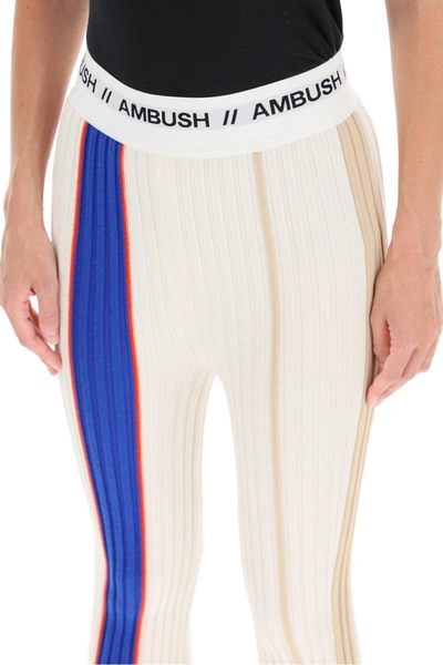 Shop Ambush Color Block Ribbed Trousers In White,blue,red