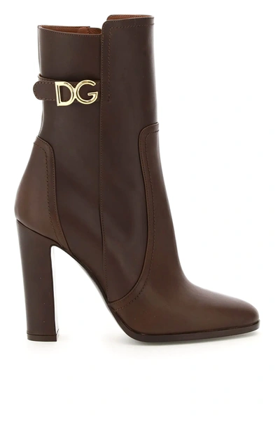 Shop Dolce & Gabbana Dg Caroline Ankle Boots In Brown,purple