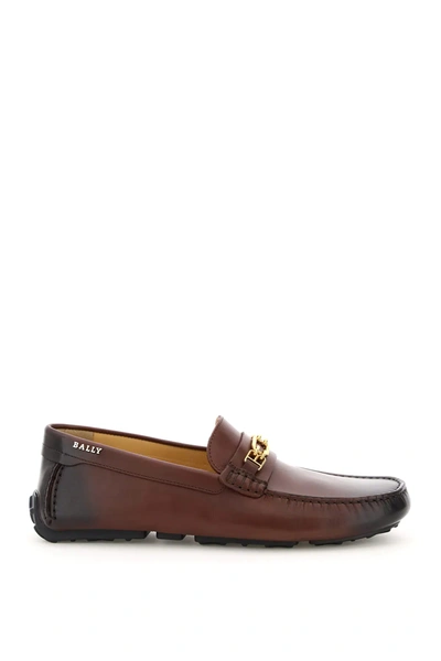 Shop Bally Dravil Driving Loafers In Brown,red