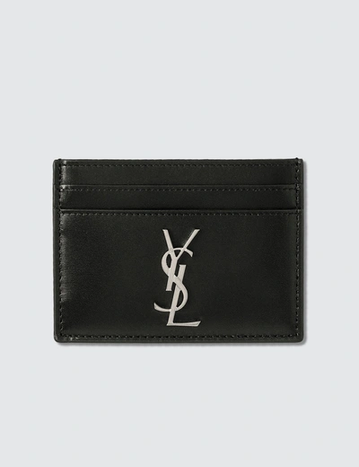 Shop Saint Laurent Monogram Smooth Leather Card Holder In Black