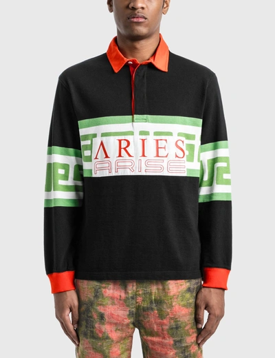 Shop Aries Meandros Rugby Shirt In Black