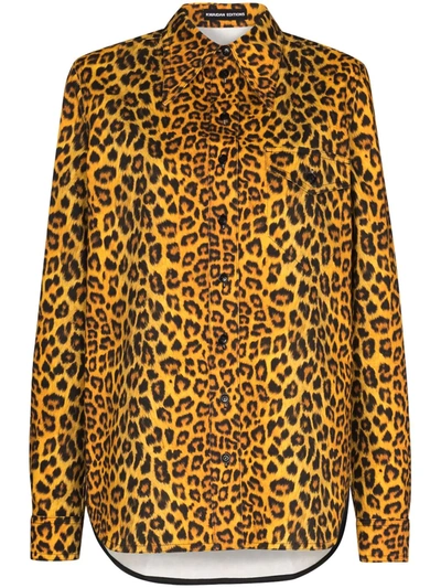 Shop Kwaidan Editions Leopard-print Denim Shirt In Yellow