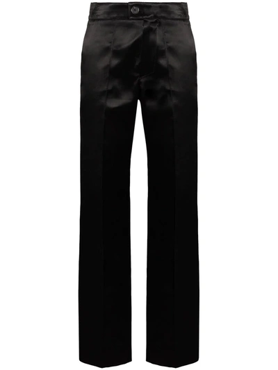 Shop Kwaidan Editions High-waisted Satin Trousers In Black