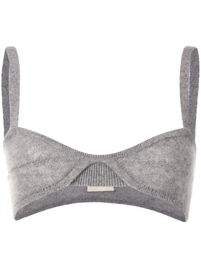 Shop Khaite Eda Knitted Cashmere Bralette In Grey