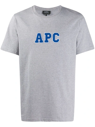 Shop Apc Gael Embroidered Logo T-shirt In Grey