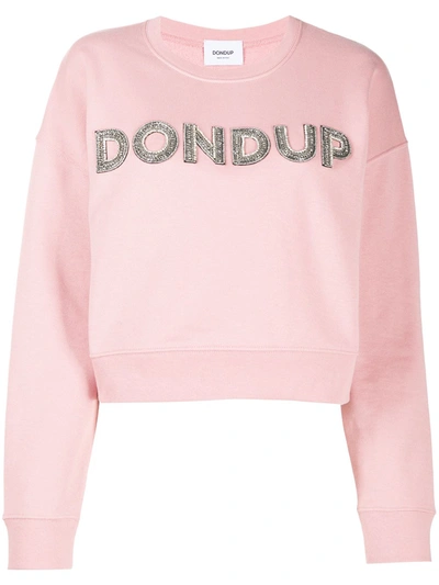 Shop Dondup Embellished Logo Sweatshirt In Pink