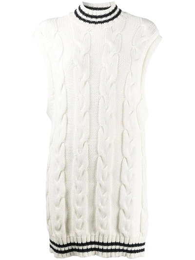 Shop Ganni Oversized Cable-knit Vest In White