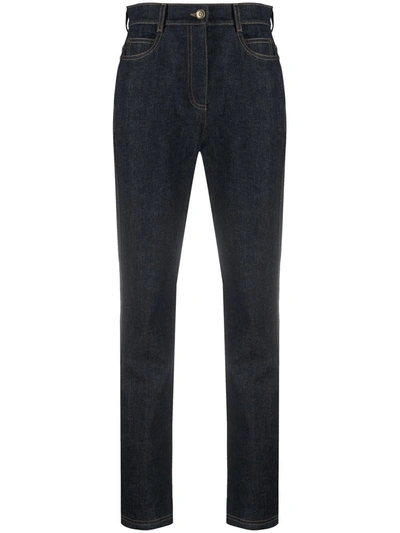 Shop Fendi High Waist Slim-fit Jeans In Blue