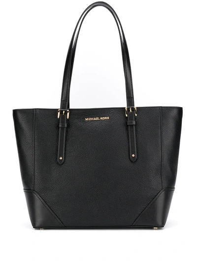 Shop Michael Michael Kors Aria Leather Tote Bag In Black