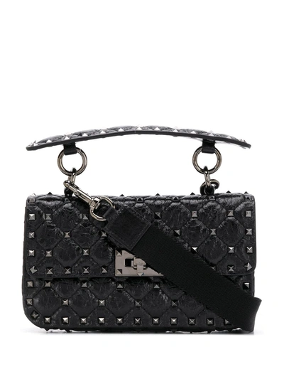 Shop Valentino Rockstud Quilted Tote Bag In Black