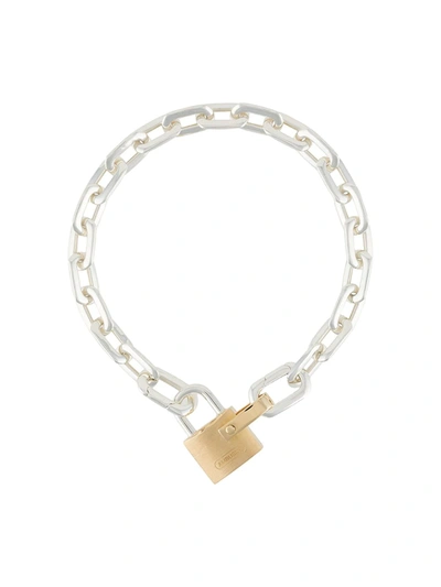Shop Ambush Padlock-fastening Chain-link Bracelet In Silver
