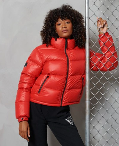 Shop Superdry Women's Luxe Alpine Down Padded Jacket Red / Risk Red