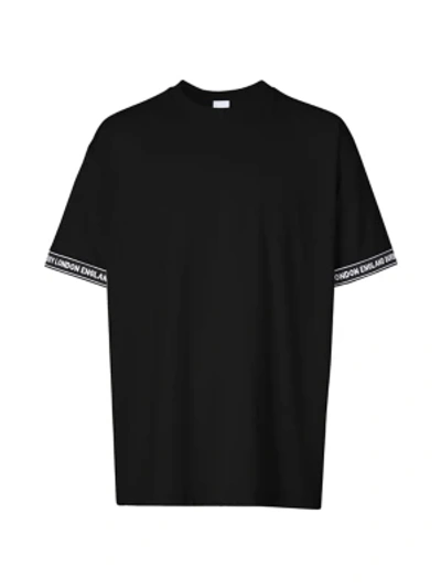 Shop Burberry Teslow Logo Cotton T-shirt In Black