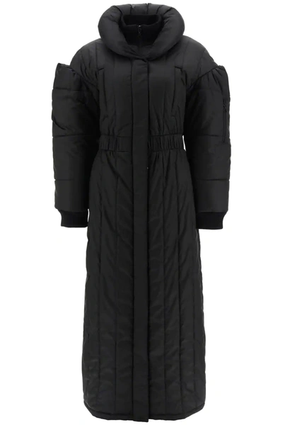 Shop Marine Serre Long Down Jacket In Black