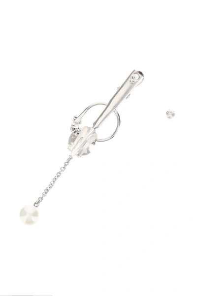 Shop Marine Serre Long Single Earring In Silver,white