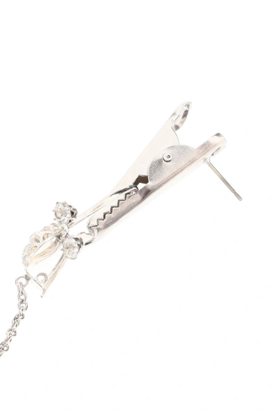 Shop Marine Serre Long Single Earring In Silver,white