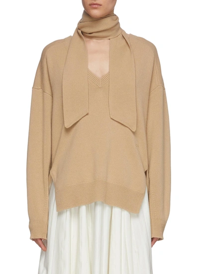 Shop Chloé V Neck Cashmere Knit Sweater In Brown