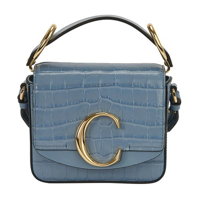 Shop Chloé C Mini Bag In Ash Blue