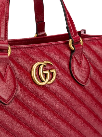 Shop Gucci Gg Marmont Leather Shopping Bag In Red