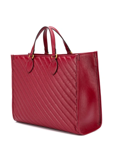 Shop Gucci Gg Marmont Leather Shopping Bag In Red