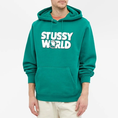 Shop Stussy World Hoody In Green