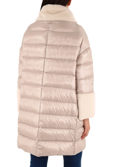 Shop Herno Down Jacket With Ecofur Beige