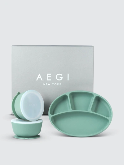 Shop Aegi New York - Verified Partner Silicone Suction Gift Set - Without/lid In Green