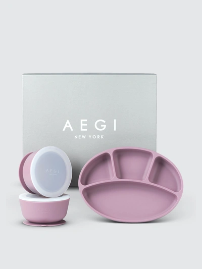 Shop Aegi New York - Verified Partner Silicone Suction Gift Set - Without/lid In Purple