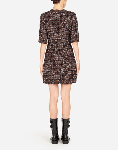 Shop Dolce & Gabbana Short Dress In Tweed With Horn Buttons