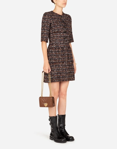 Shop Dolce & Gabbana Short Dress In Tweed With Horn Buttons