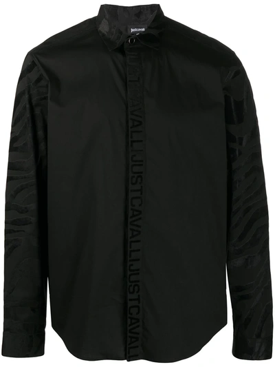 Shop Just Cavalli Vertical-logo Shirt In Black