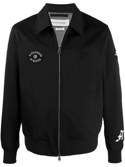 Shop Alexander Mcqueen Logo-embroidered Zip-up Jacket In Blue