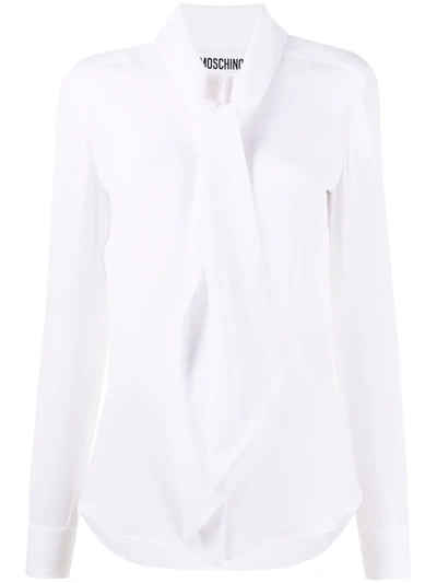 Shop Moschino Pussy-bow Fastening Blouse In White