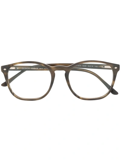 Shop Giorgio Armani Rectangle Frame Glasses In Grey
