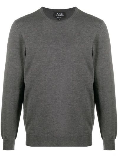 Shop Apc Round Neck Sweater In Grey