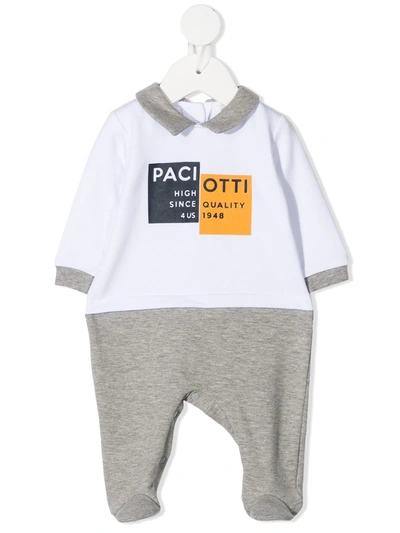 Shop Cesare Paciotti 4us Logo Print Babygrow In 灰色