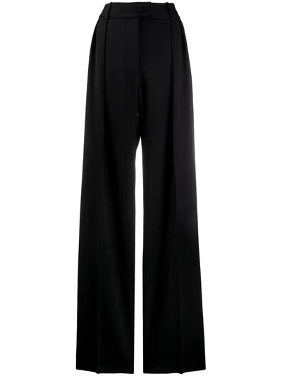 Shop Valentino High-waisted Wide Leg Trousers In Black