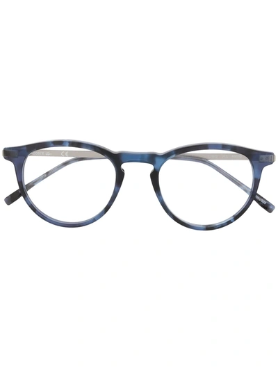 Shop Lacoste Round Frame Glasses In Blue