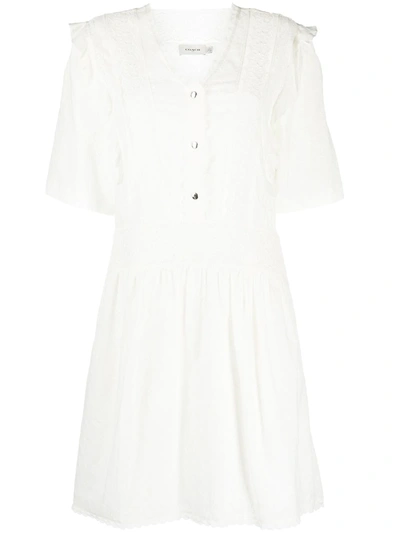 Shop Coach Broderie Anglaise Mini Dress In White