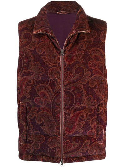 Shop Etro Paisley Feather Down Gilet In 401 Multi