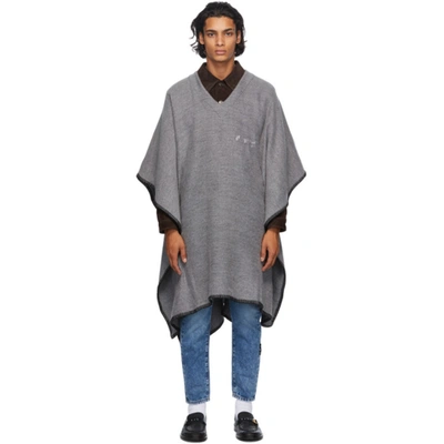 Shop Off-white Grey Oversized Arrows Poncho In 0510 Ltgrey