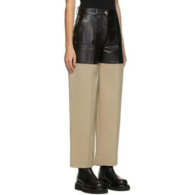 Shop Peter Do Black & Beige Fireman Trousers In Black/bayle