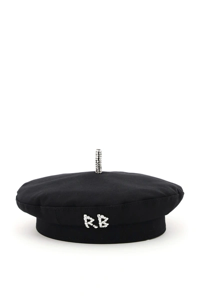 Shop Ruslan Baginskiy Cotton Beret Crystal In Black (black)