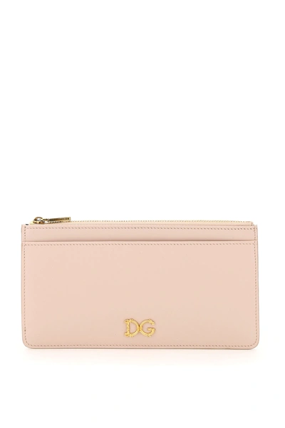 Shop Dolce & Gabbana Card Holder Pouch Dg Barocco In Cipria 1 (pink)