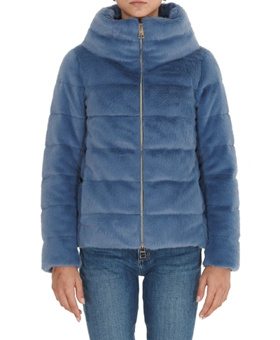 Shop Herno Ecofur Jacket In Blue