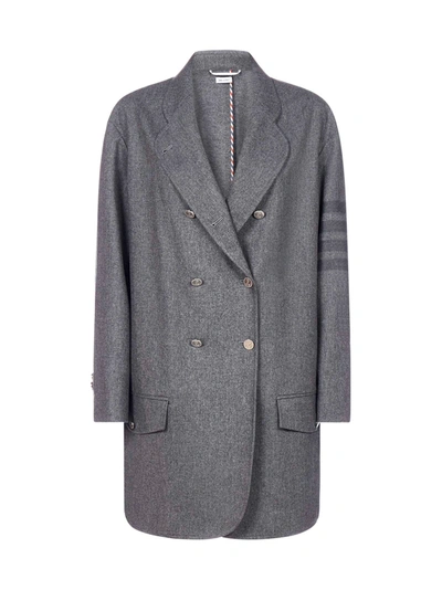 Shop Thom Browne Coat In Med Grey