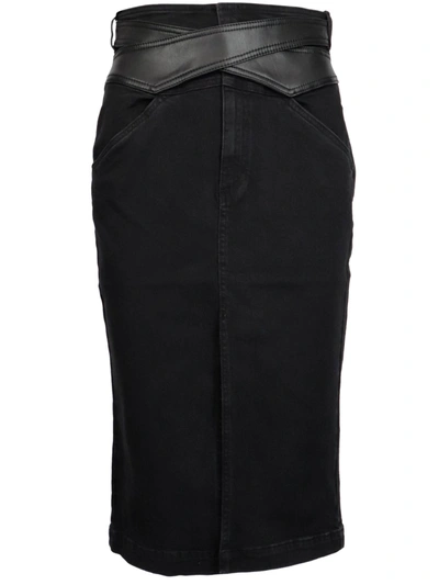 Shop Pinko Elsa Skirt In Black Denim