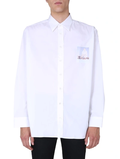 Shop Raf Simons Oversize Fit Shirt In Bianco