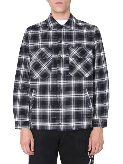 Shop Off-white Checked Flannel Jacket In Nero
