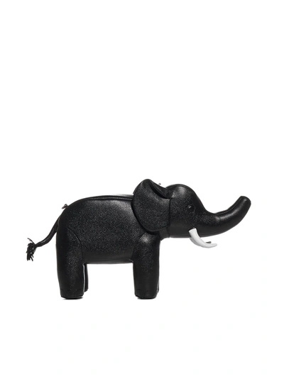 Shop Thom Browne Elephant Small Leather Bag In Black